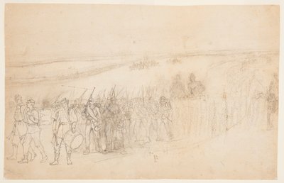 Tegning, marcherende infanterikolonne, ca. 1862 af Winslow Homer