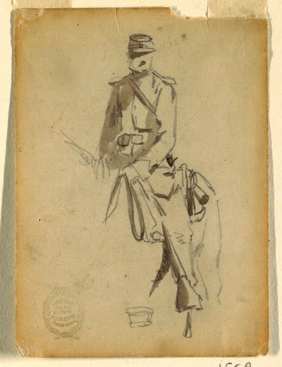 Tegning, officer i det ridende kavaleri, 1862 af Winslow Homer