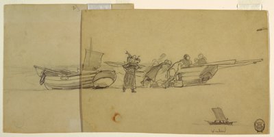 Tegning, del af en fiskejolle, England, 1881-82 af Winslow Homer
