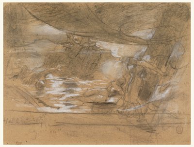 Tegning, skibsdæk med to kvinder, muligvis 15. juli 1886 af Winslow Homer