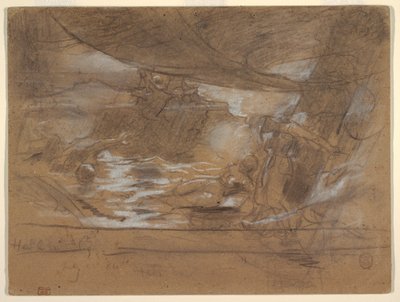 Tegning, skibsdæk med to kvinder, muligvis 15. juli 1886 af Winslow Homer