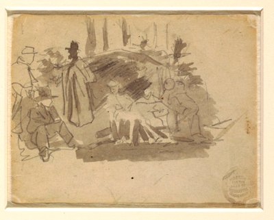 Tegning, soldater på camping, 1862 af Winslow Homer