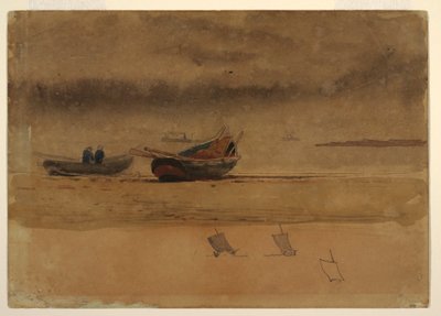 Tegning, agterudseende af to robåde, England, 1881-82 af Winslow Homer
