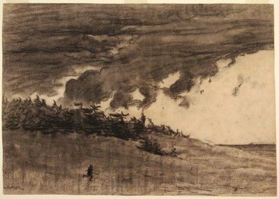 Tegning, Storm Coming (Shore with Clouded Sky), sandsynligvis 1884 af Winslow Homer