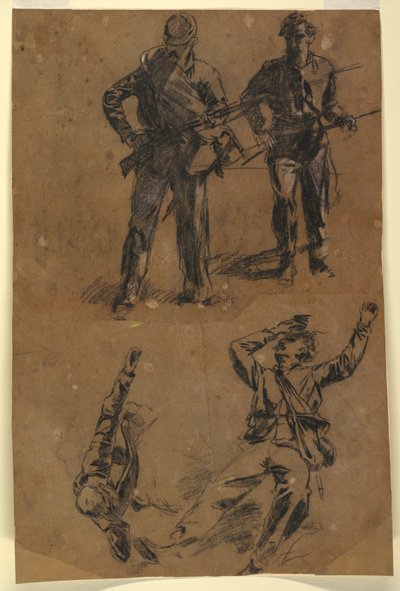 Tegning, Studier af soldater, 1863-65 af Winslow Homer