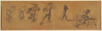 Tegning, Studier af soldater, 1863-65 af Winslow Homer