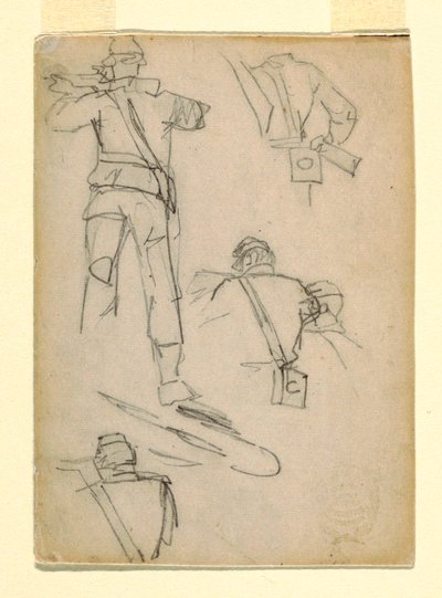 Tegning, Studier af soldater, der sigter, 1862 af Winslow Homer