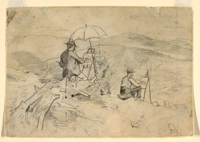 Tegning, studie til "Artists Sketching in the White Mountains" og "The Artist in the Country", 1868 af Winslow Homer