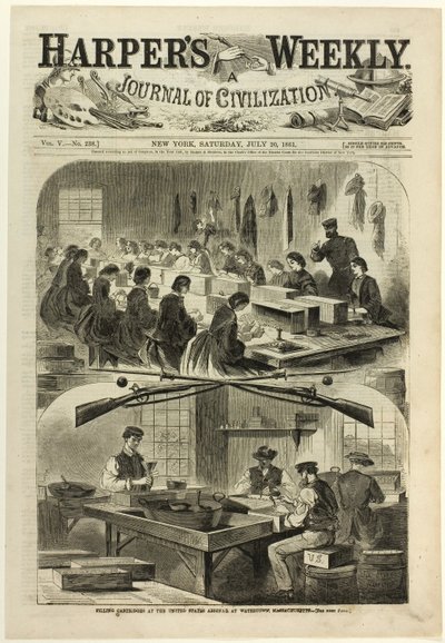 Fyldning af patroner på United States Arsenal i Watertown, Massachusetts af Winslow Homer