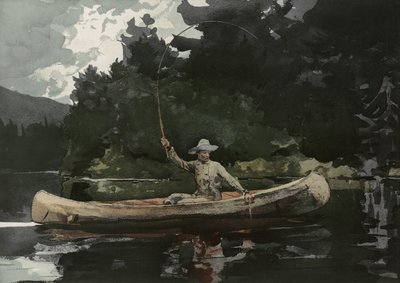 Fishing in the North Woods, udgivet af L. Prang & Co., 1896 af Winslow Homer