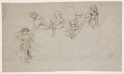 Fem skitser af unge drenge af Winslow Homer