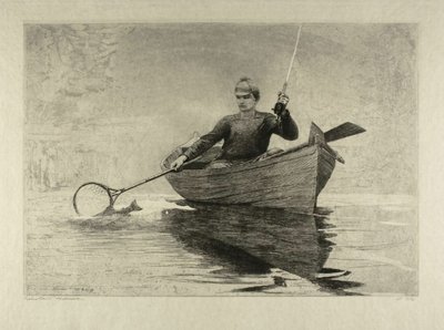 Fluefiskeri, Saranac Lake af Winslow Homer