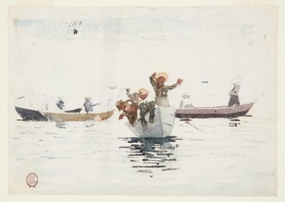 Fire robåde med børn af Winslow Homer