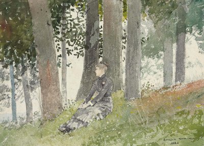 Pige siddende i en lund af Winslow Homer