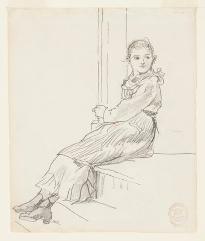 Pige siddende på en verandatrappe af Winslow Homer