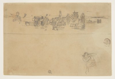 Grupper af kvinder ved stranden, Cullercoats, England af Winslow Homer