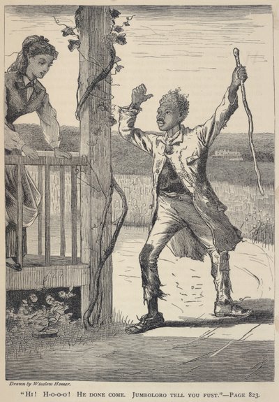 "Hej! H-o-o-o! Han er kommet. Jumboloro Tell You Fust.", fra The Galaxy, juni 1869 af Winslow Homer