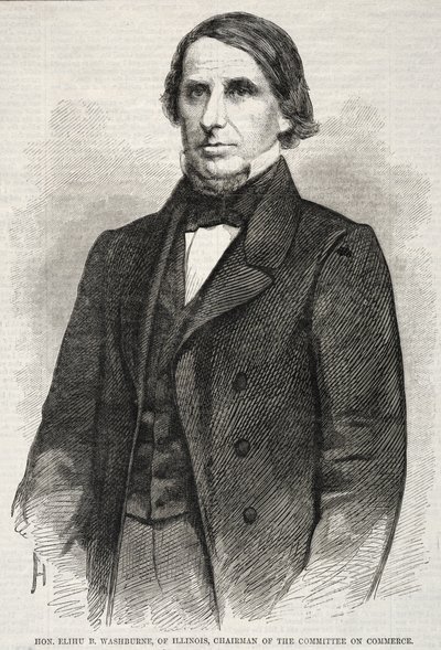 Hon. Elihu B. Washburne, fra Illinois, formand for komitéen for handel, 1860. af Winslow Homer