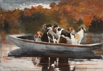Jagthunde i båd (venter på start) af Winslow Homer