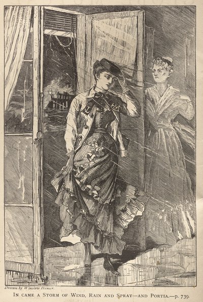 Ind kom en storm af vind, regn og sprøjt - og Portia af Winslow Homer