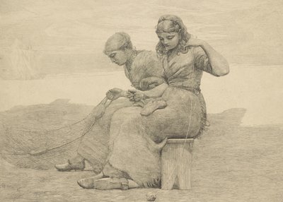 Mending the Tears, 1888, formentlig trykt c.1940 af Winslow Homer