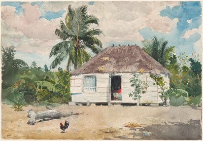 Indfødt hytte ved Nassau af Winslow Homer