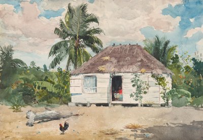 Indfødt hytte i Nassau, 1885. af Winslow Homer