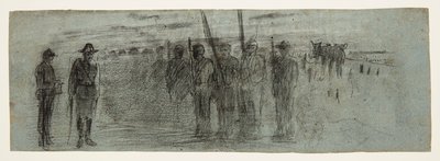 Officer og medhjælper inspicerer en eskadron af Winslow Homer