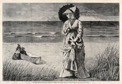 On the Beach - Two are Company, Three are None, 1872. af Winslow Homer