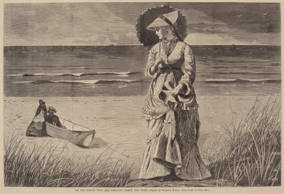 On the Beach - Two are Company, Three are None, udgivet 1872. af Winslow Homer