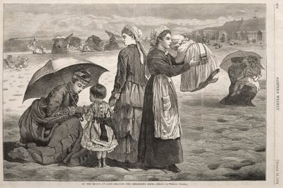 On the Beach at Long Branch - The Childrens Hour, 1874. af Winslow Homer