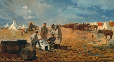 Regnvejrsdag i lejren, 1871 af Winslow Homer