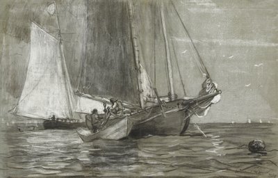 Skonnert ved Anker, 1884 af Winslow Homer