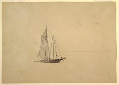Schooner med Jolle af Winslow Homer