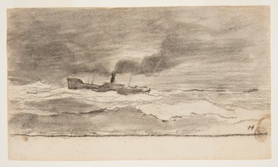 Havlandskab med fisketrawler, Cullercoats, England af Winslow Homer
