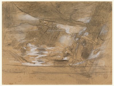 Skibsdæk med to kvinder surret til masten af Winslow Homer
