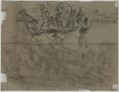 Træfning, der involverer et vogntog [verso], 1864. af Winslow Homer