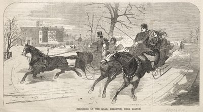 Kælkning på vejen, Brighton, nær Boston af Winslow Homer