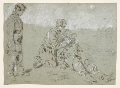 Soldat giver vand til en såret ledsager af Winslow Homer