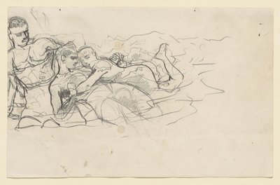 Stående mand, der ser mod to druknende figurer (studie til Understrøm) af Winslow Homer