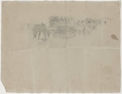 Forsyningstog og muldyr [verso] af Winslow Homer