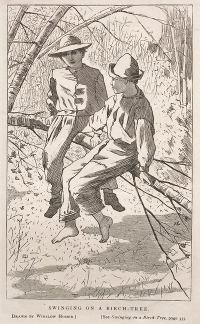 Gynger i et birketræ, 1867. af Winslow Homer