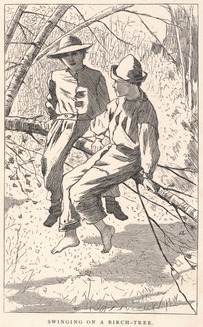 Swinging on a Birch-Tree, fra Our Young Folks, juni 1867 af Winslow Homer