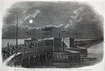 The Advance Guard of the Grand Army of the United States krydser Long Bridge over Potomac kl. 2 om morgenen den 24. maj 1861, fra Harper