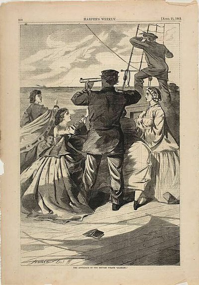 Det britiske piratskib "Alabama" nærmer sig af Winslow Homer