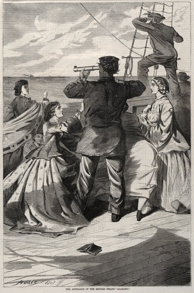 The Approach of the British Pirate Alabama, 1863. af Winslow Homer