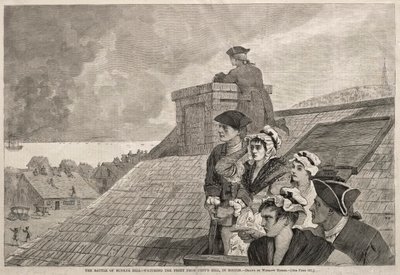Slaget ved Bunker Hill - Se kampen fra Copps Hill i Boston, 1875. af Winslow Homer
