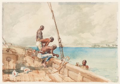 The Conch Divers, 1885 (wc over grafit på papir) af Winslow Homer