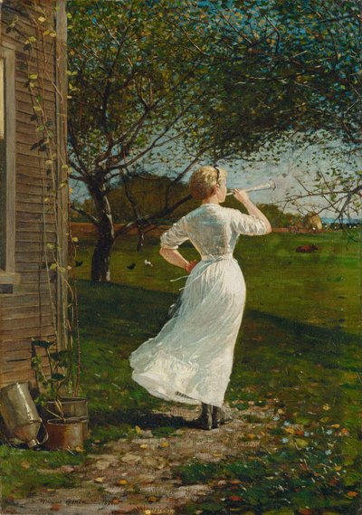 Middagshornet blæser hornet ved havet, 1870. af Winslow Homer