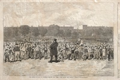 Den fjerde juli på Tompkins Square, New York - The Sogers Are Coming, 1868. af Winslow Homer